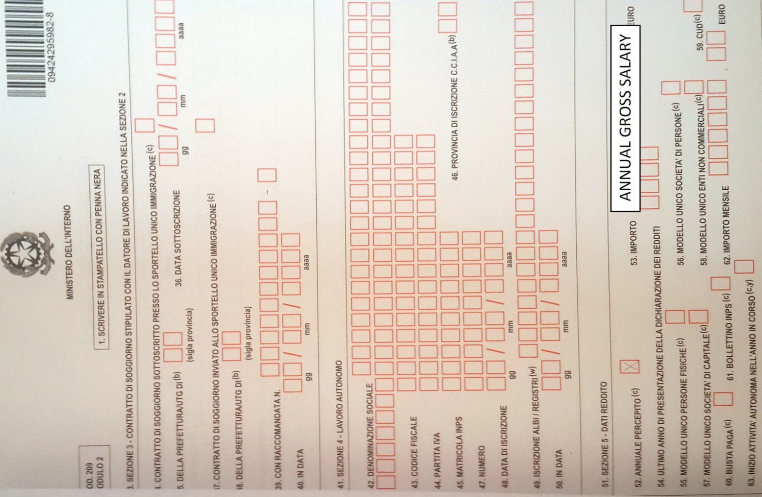 ÉTRANGERS EN ITALIE 7 Titre de séjour C kit de la poste et envoi